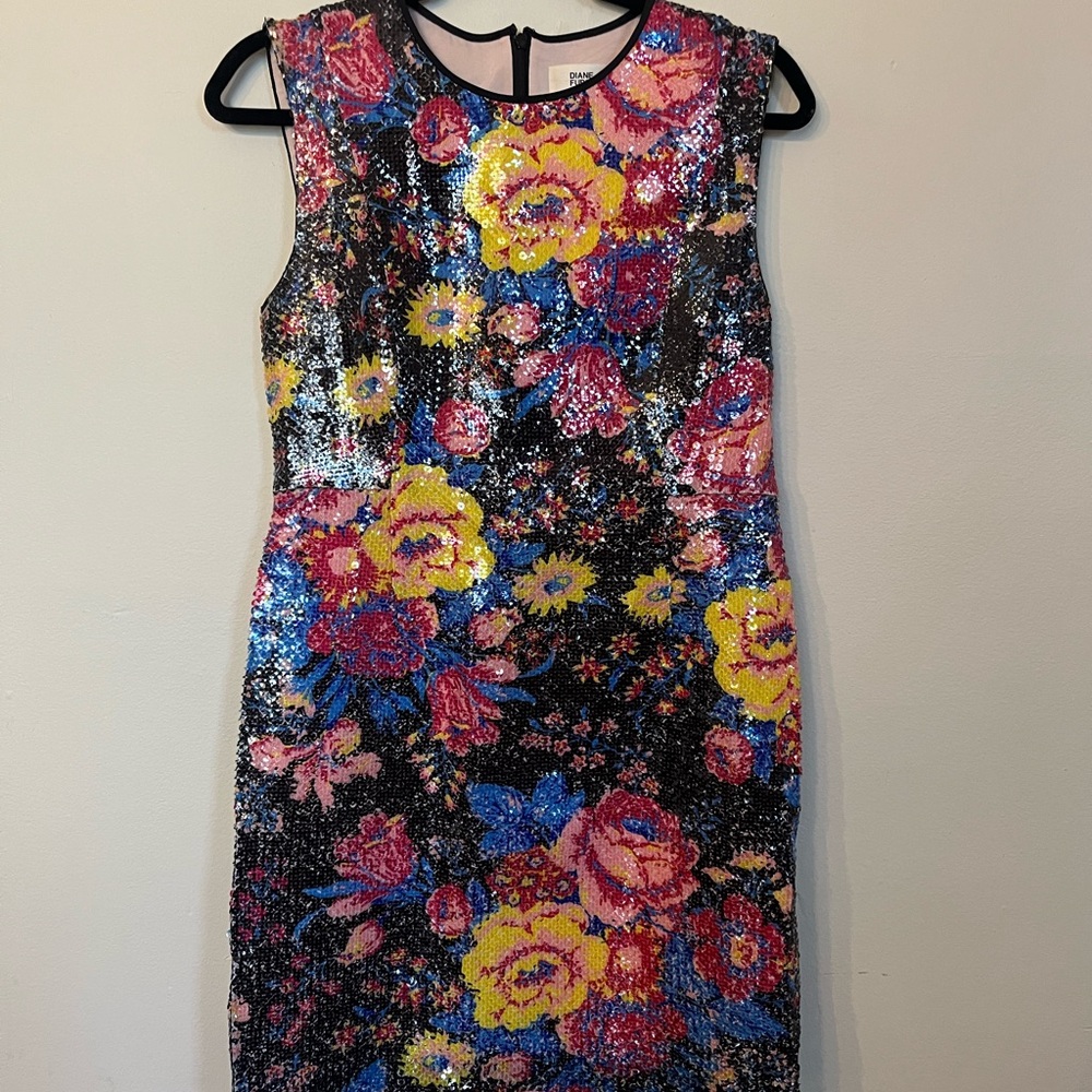 Diane Von Furstenberg Multicolor Sequin Mini Dress